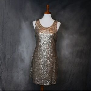 NWT Forever 21 gold sequin sheath dress L